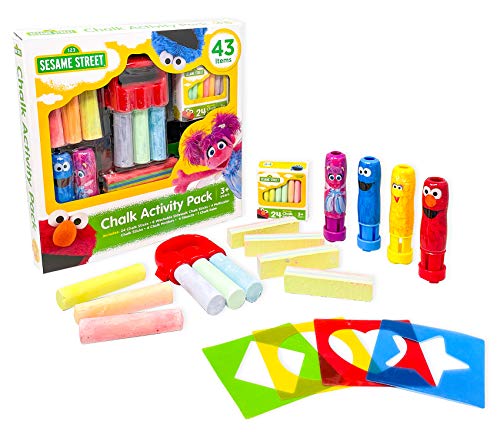 Sesame Street Chalk Set, Includes Over 43 Chalk Items, Non-Toxic and Washable Sidewalk Chalk