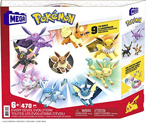  MEGA Pokemon Action Figure Building Toys for Kids, Every Eevee  Evolution with 470 Pieces, 9 Poseable Characters, Gift Idea : Toys & Games