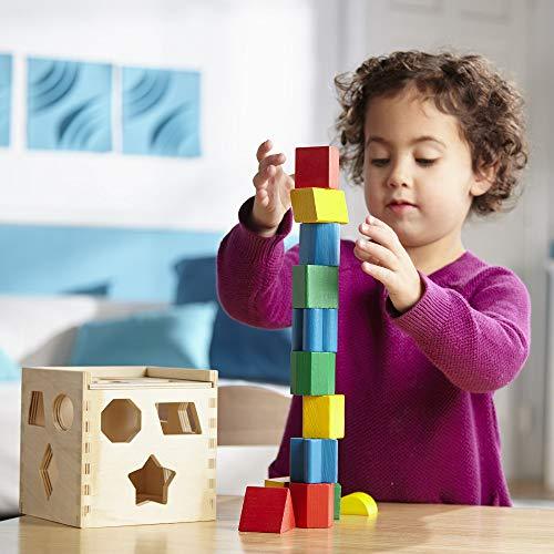 Wooden Shape Sorting Cube: Classic Toy Play Set & 1 Melissa & Doug Scratch Art Mini-Pad Bundle (00575) - sctoyswholesale