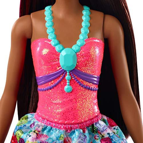 Barbie Dreamtopia Princess Doll, 12-Inch, Brunette with Pink Hairstreak Wearing Blue Skirt and Tiara - sctoyswholesale