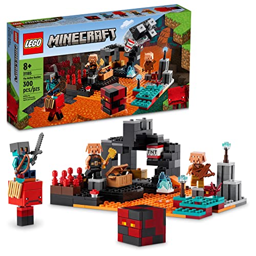 LEGO Minecraft The Nether Bastion 21185 Building Toy Set for Kids, Boys, and Girls Ages 8+; Includes 2 Zombies and a Zombie Hunter; Fun Gaming Gift (300 Pieces), Multicolor