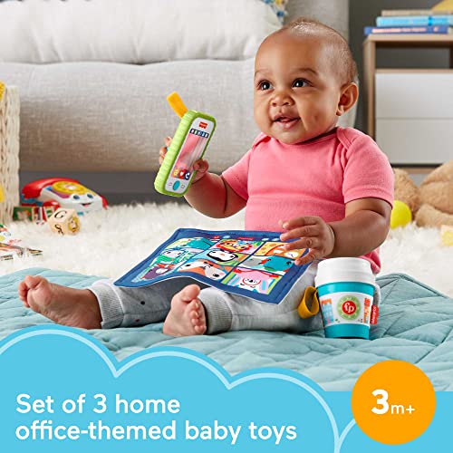 Fisher-Price Work From Home Gift Set, 3 take-along baby toys and teether for infants
