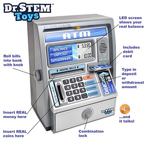 Dr. STEM Toys Kids Talking ATM Machine with Digital Screen That Counts Real Money - sctoyswholesale