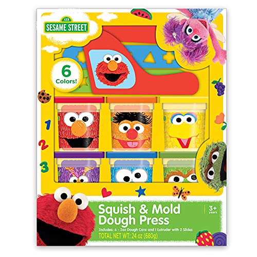Sesame Street Dough Kit, Includes 5 cans of 2oz Dough, and Dough extruder Tools