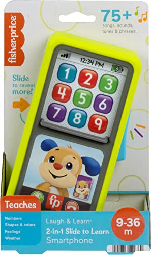Fisher-Price Laugh & Learn Baby & Toddler Toy 2-In-1 Slide To Learn Smartphone With Lights & Music For Ages 9+ Months