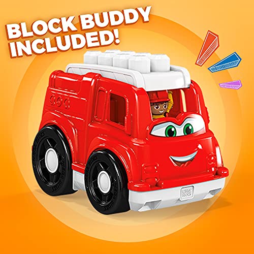 Polly Pocket Fisher-Price Toddler Building Blocks, Freddy Fire Truck With 6 Pieces And Storage, 1 Figure, Red, Toy Car
