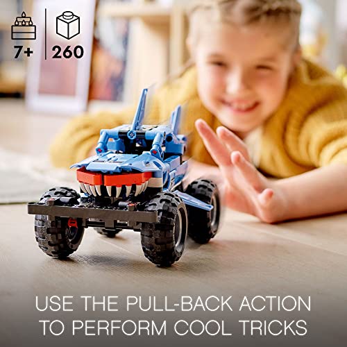 LEGO Technic Monster Jam Megalodon 42134 Set - 2 in 1 Pull Back Shark Truck to Lusca Low Racer Car Toy, Summer DIY Building Toy Ideas for Outdoor Play for Kids, Boys, and Girls Ages 7+