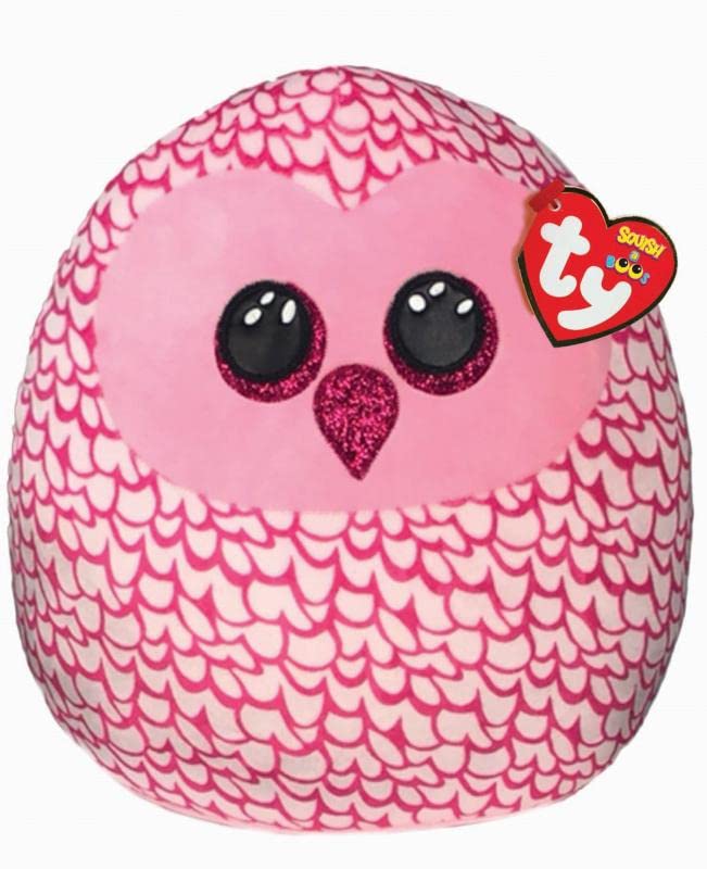 Ty UK Ltd 2007568 Pinky Squishaboo 10" Owl kuscheliges Kissen, Multicolor, Zoey Zebra