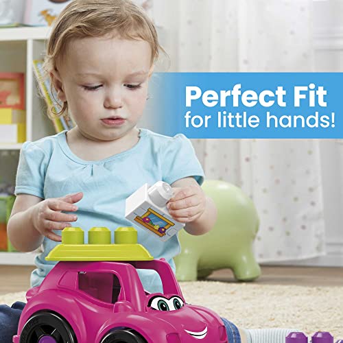 MEGA BLOKS Fisher-Price Toddler Building Blocks, Catie Convertible with 6 Pieces and Storage, 1 Figure, Pink, Toy Car Gift Ideas for Kids