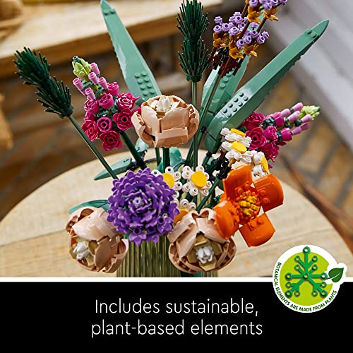 LEGO Icons Flower Bouquet 10280 Artificial Flowers, Set for Adults, Decorative Home Accessories, for Her and Him, Botanical Collection
