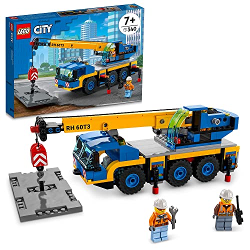 LEGO City Great Vehicles Mobile Crane Truck Toy, 60324 Construction Vehicle Model Building Kit with Tool Toys