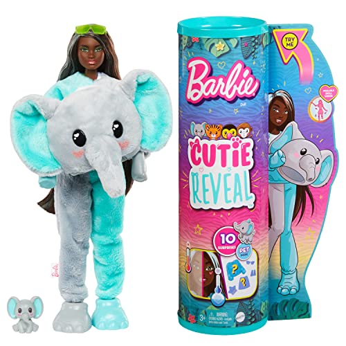 Barbie Cutie Reveal Fashion Doll, Jungle Series Elephant Plush