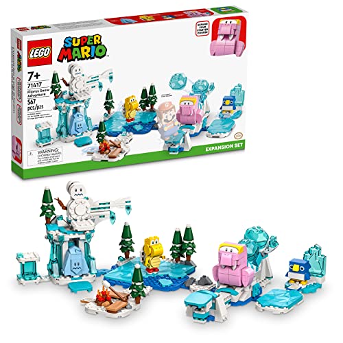 LEGO Super Mario Fliprus Snow Adventure Expansion Set 71417, Toy for Kids to Combine with Starter Course, with Freezie and Baby Penguin Figures