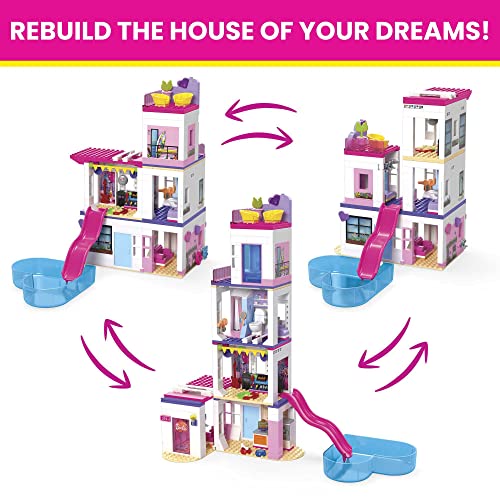 Mega Barbie Color Reveal Building Toys Dreamhouse with 30+ Surprises, 5 Micro Dolls and 6 Pets