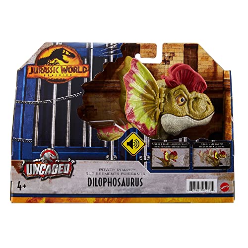 Jurassic World: Dominion Uncaged Rowdy Roars Dilophosaurus Interactive Electronic Dinosaur Figure with Motion Chomp & Sound Touch Response, Gift for Kids Ages 4 Years & Older