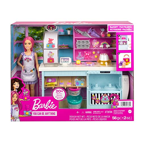 Barbie Bakery Doll & Playset with Pink-Haired Petite Doll, Baking Station,  Cake-Making Molds & Dough & 20+ Accessories