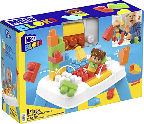 MEGA BLOKS Build 'n Tumble Table building set with 2 tumble features(Color May Vary) - sctoyswholesale