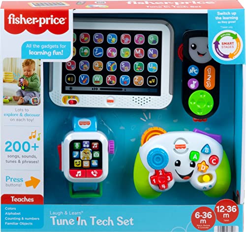 Laugh & Learn Fisher-Price Laugh & Learn Tune in Tech Set, Gift Set of 4 Musical Learning Role-Play Toys for Infants and Toddlers - sctoyswholesale