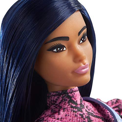 Barbie Fashionistas Doll with Blue Hair Wearing Pink Black Dress