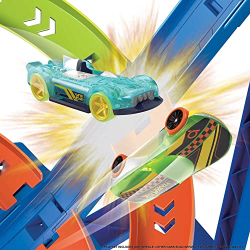 Hot Wheels Action Spiral Speed Crash Track Set, Tall Motorized Track Set with 3 Crash Zones, Includes 1 Toy Car - sctoyswholesale