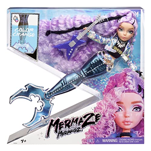 MERMAZE MERMAIDZ Color Change Riviera Mermaid Fashion Doll with Designer Outfit & Accessories, Stylish Hair & Sculpted Tail, Poseable, Toy Gift Girls Boys Collectors Ages 4 5 6 7 8 to 12+, 580812