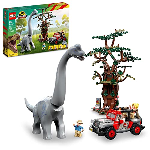 LEGO Jurassic Park Brachiosaurus Discovery 76960 Jurassic Park 30th Anniversary Dinosaur Toy; Featuring a Large Dinosaur Figure and Brick Built Jeep Wrangler Car Toy; Fun Gift Idea for Kids Aged 9+