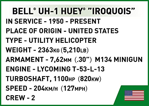 COBI Vietnam War Bell UH-1 Huey Iroquois Helicopter,Various - sctoyswholesale