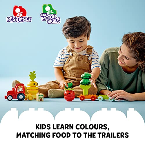 LEGO DUPLO My First Fruit and Vegetable Tractor Toy 10982, Stacking and Color Sorting Toys for Babies and Toddlers Ages 1 .5-3 Years Old, Educational Early Learning Set
