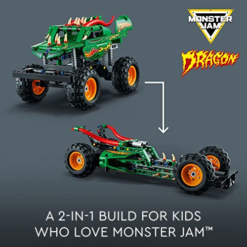 LEGO Technic Monster Jam Dragon 42149 2-in-1 Building Toy Set for Kids, Boys, and Girls Ages 7+ (217 Pieces)