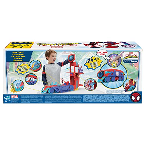 Marvel Spidey and His Amazing Friends Spider Crawl-R 2-in-1 Headquarters Playset, Preschool Toy with 2 Modes, Lights, Sounds, 3 Years and Up, 2 Feet Tall