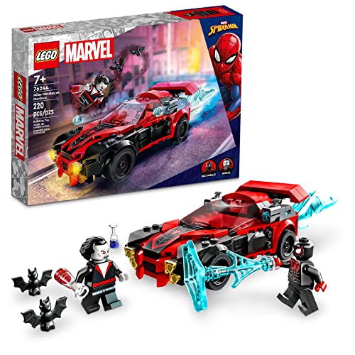 LEGO Marvel Miles Morales vs. Morbius 76244, Spider-Man Building Toy Set for Kids, Boys and Girls with Race Car and Minifigures, Adventures in The Spiderverse