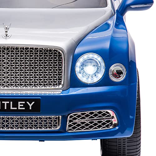 Bentley 12V Ride on Car with Remote Control, Battery Powered Car with Suspension, Startup Sound, Forward & Backward Function, LED Lights, MP3, Horn, Music, 2 Motors, for 37-72 Months, Blue - sctoyswholesale