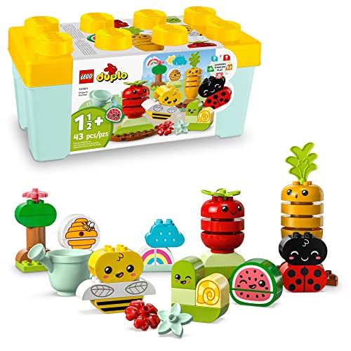 LEGO DUPLO My First Organic Garden Brick Box 10984, Stacking Toys for Babies and Toddlers 1.5+ Years Old, Learning Toy with Ladybug, Bumblebee, Fruit & Veg