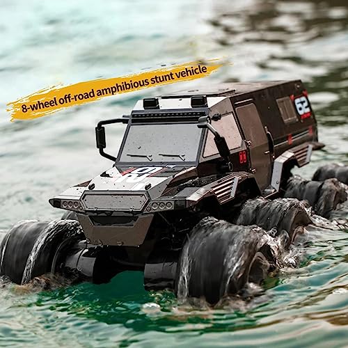 CONQUEROR Amphibious Remote Control Car, 8WD RC Cars, 2.4GHz Remote Control, Waterproof Off Road RC Monster Truck