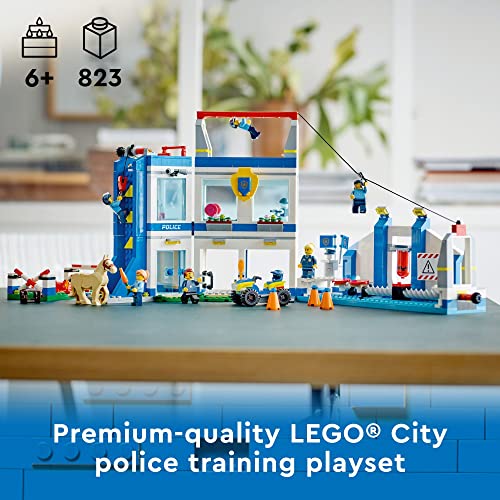 LEGO City Police Training Academy, Station Playset with Obstacle Course, Horse Figure, Quad Bike Toy and 6 Officer Minifigures, for Kids Ages 6 Plus