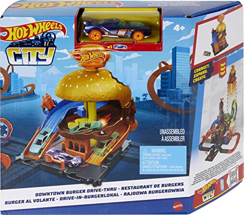  Hot Wheels City Toy Car Track Set Downtown Express Car