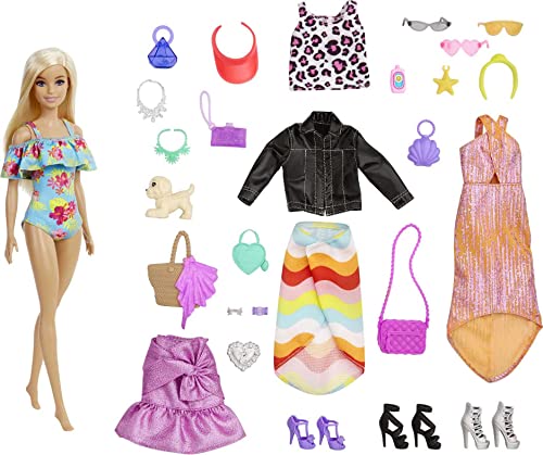 Barbie Advent Calendar with Barbie Doll (12-in), 24 Surprises Including Day-to-Night Trendy Clothing & Accessories