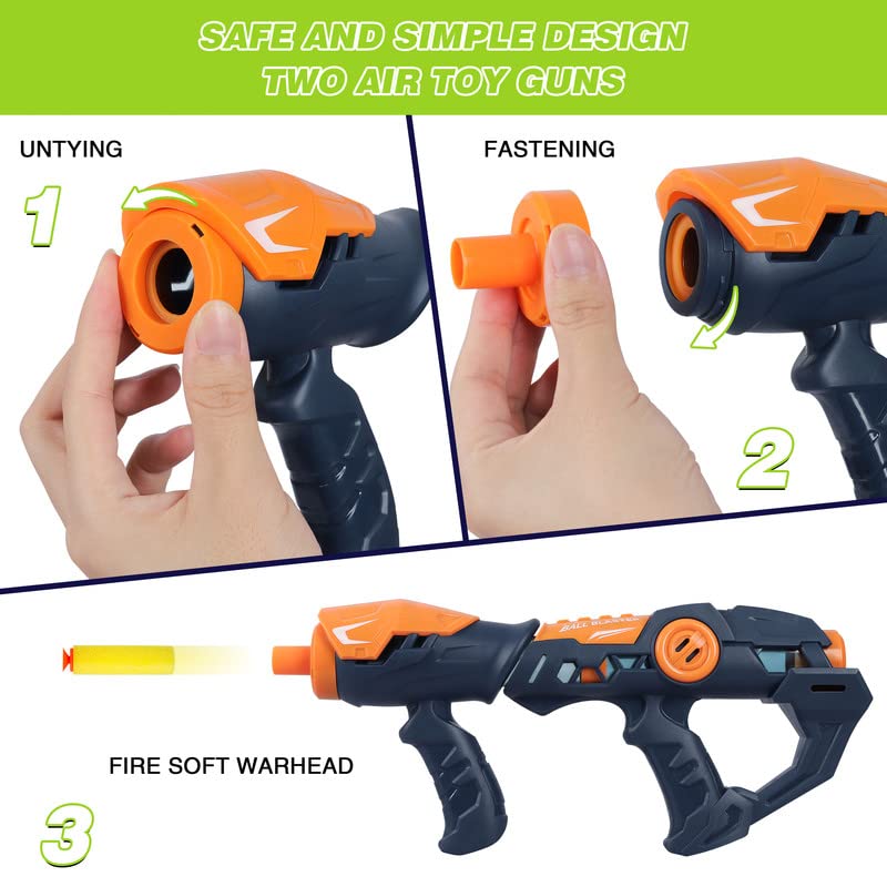Kids Double-barreled toy gun soft Foam bullet pistol Cartridge