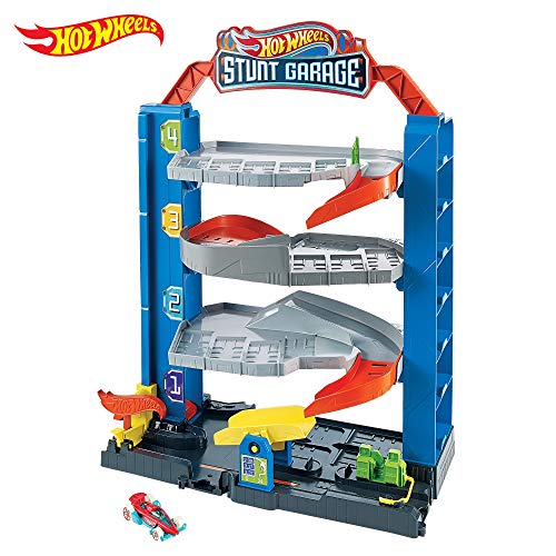 Hot Wheels City Stunt Garage Play Set, Elevator to Upper Levels Connects to Other Sets