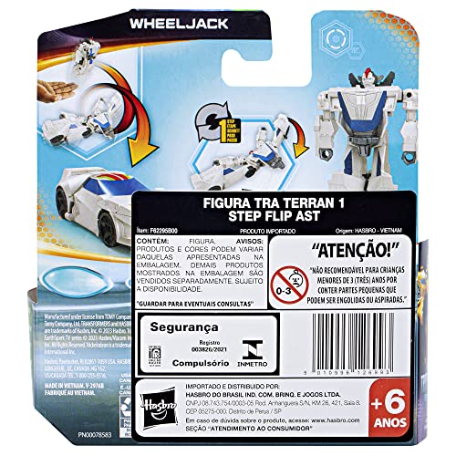 Transformers Toys EarthSpark 1-Step Flip Changer Wheeljack 4-Inch Action Figure, Robot Toys for Ages 6 and Up