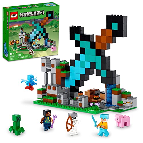 LEGO Minecraft The Sword Outpost , Building Toy with Creeper, Soldier, Pig and Skeleton Figures