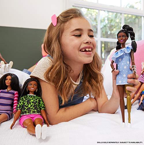 Barbie Fashionistas Doll with 2 Twisted Braids & Prosthetic Leg Wearing Star-Print Dress - sctoyswholesale