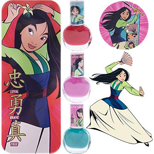 Townley Girl Disney Princess Mulan Nail Polish with Themed Purse, Age 3+ -3 Pack - sctoyswholesale