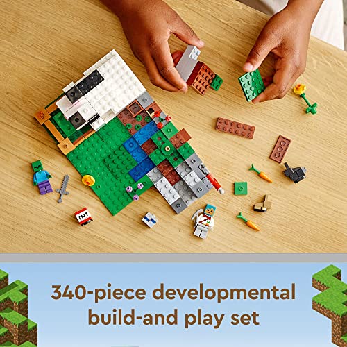 LEGO Minecraft The Rabbit Ranch House Farm Set, 21181 Animals Boys and Girls Age 8 Plus with Tamer and Zombie Figures