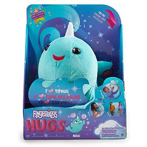 WowWee Fingerlings Hugs - Nikki (Blue Glitter) - Interactive Plush Narwhal - sctoyswholesale