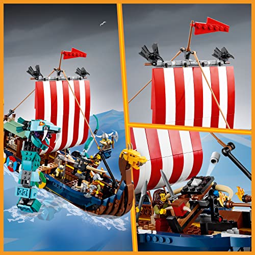 LEGO Creator 3in1 Viking Ship and The Midgard Serpent 31132 Building Toy Set for Boys, Girls, and Kids Ages 9+ (1,192 Pieces)