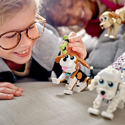LEGO Creator 3 in 1 Adorable Dogs Set with Dachshund, Pug, Poodle Figures, Animal Building Toy for Kids Ages 7 and Up, Gift for Dog Lovers, Easter Gift Idea