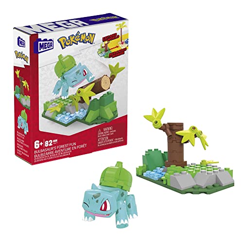 MEGA Pokémon Action Figure Building Toy, Jungle Ruins with 464 Pieces,  Motion and 3 Characters, Cubone Charmander Omanyte, Gift Idea for Kids