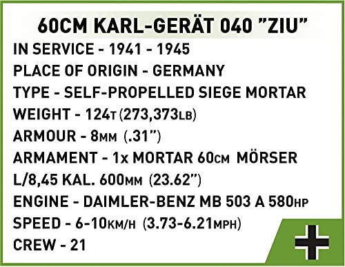 COBI Historical Collection World War II 60 cm Karl-Gerat 040 "ZIU Vehicle - sctoyswholesale