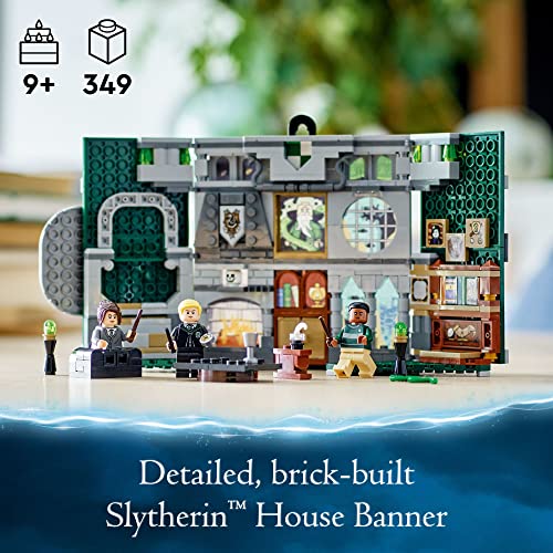 LEGO Harry Potter Slytherin House Banner Building Set 76410 - Hogwarts Castle Common Room Toy or Wall Display, Collectible Harry Potter Gift Idea for Boys, Girls and Kids with Draco Malfoy Minifigure